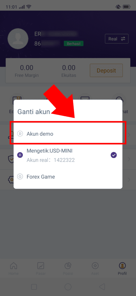 klik akun demo